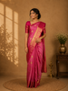 Onion Pink Floral Woven Pure Kanchipuram Silk Saree