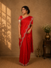Red Floral Printed Design Pure Tissue Silk Saree