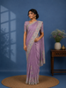 Lavender Floral Embroidered Satin Saree