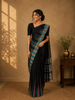 Black Multicolor Striped Design Silk Saree
