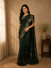 Emerald Green Woven Banarasi Silk Saree with Floral Zari Border