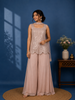 Beige Sequin Design Georgette Palazzo Suit