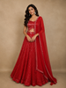 Red Heavy Sequins Embellished Design Georgette Lehenga with Dupatta