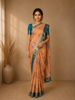 Orange Floral Printed Chiffon Saree