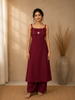 Dark Red Mirror Designed Cotton Salwar Suit