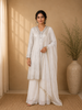 White Floral Designed Georgette Salwar Suit