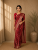 Maroon Floral Printed Cotton Saree