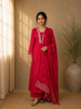 Red Floral Embroidered Cotton Salwar Suit With Dupatta