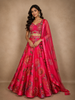 Queen Pink Floral Printed Design Organza Lehenga with Dupatta