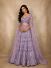 Lavender Sequins Embroidered Net Lehenga Set with Cape Sleeves