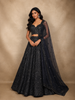 Navy Blue Sequins Embroidered Designer Lehenga Set with Net Dupatta