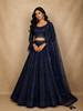 Navy Blue Sequins Design Lehenga Set with Net Dupatta