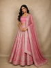 Queen Pink Mirror Work Banarasi Silk Lehenga Set with Dupatta