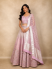 Dusty Pink Mirror Work Banarasi Silk Lehenga Set with Dupatta