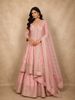 Baby Pink Floral Embroidered Banarasi Silk Lehenga with Dupatta