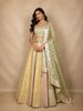 Light Green Floral Mirror Work Banarasi Silk Lehenga Set