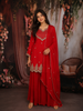 Red Floral Embroidered Design Georgette Lehenga with Dupatta