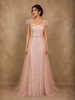 Blush Pink Heavy Sequins and Beads Embroidered Design Floor Length Net Gown