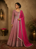 Queen Pink Heavy Sequins and Zari Embroidered Georgette Gown with Dupatta