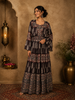 Brown Ajrakh Printed Design Crepe Indo Western Gown