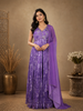 Purple Floral Printed Georgette Gown with Dupatta