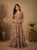 Grey Multicolour Floral Design Silk Cotton Gown with Dupatta