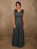 Deep Forest Teal Green Solid Design Shimmer Pleated Party Wear Gown