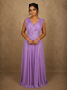 Soft Lavender Lilac Solid Design Shimmer Pleated Party Wear Gown