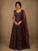 Deep Wine  Heavy Sequins and Stone Embellished Design Net Party Wear Gown