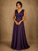 Deep Royal Aubergine Purple Shimmer Embellished Design Party Wear Gown