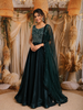 Dark Green Heavy Sequins and Thread Embroidered Design Satin Bridesmaids Gown