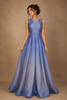 Blue Shimmer Solid And Glitter Party Wear Gown