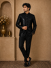 Dark Blue Sequin Designed Jodhpuri Men's Suit