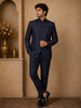 Dark Navy Blue Solid Jodhpuri Men's Suit