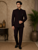 Deep Wine Heavy Beads Embroidered Design Polynosic Men's Suit