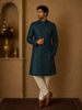 Dark Green Floral Designed Sherwani Suit for Reception