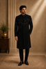 Black Sequins and Beads Embroidered Design Polynosic Sherwani Suit