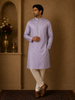 Pale Lavender Floral Designed Cotton Kurta Set, With Pant