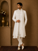 White Floral Designed Sherwani Suit