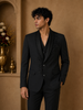 Black Floral Designed Fancy Men's Suit