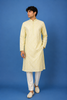 Light Yellow Floral Designed Cotton Kurta Set