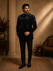 Black Beads Embroidered Design Polynosic Men's Suit