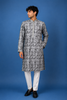 Grey Geometric Printed Cotton Kurta
