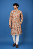 Peach Multicolor Floral Printed Straight Kurta