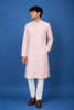 Blush Pink Thread Embroidered Kurta Set , With Pant