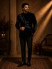 Black Heavy Sequins and Beads Embroidered Design Velvet Men’s Suit
