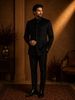 Black Floral Beads Embroidered Design Velvet Men’s Suit