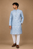 Light Blue Geometric Printed Kurta for Men