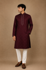 Maroon Floral Embroidered Cotton Kurta for Men