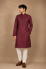 Maroon Solid Design Cotton Kurta